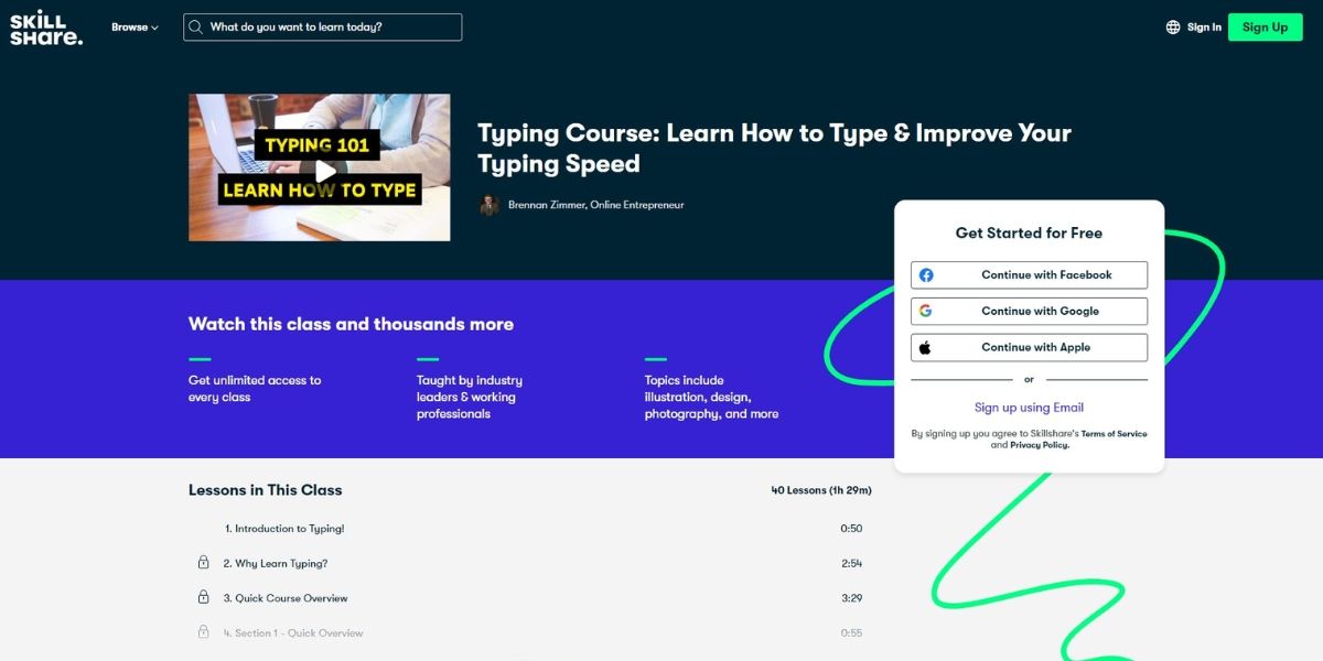 Skillshare typing course