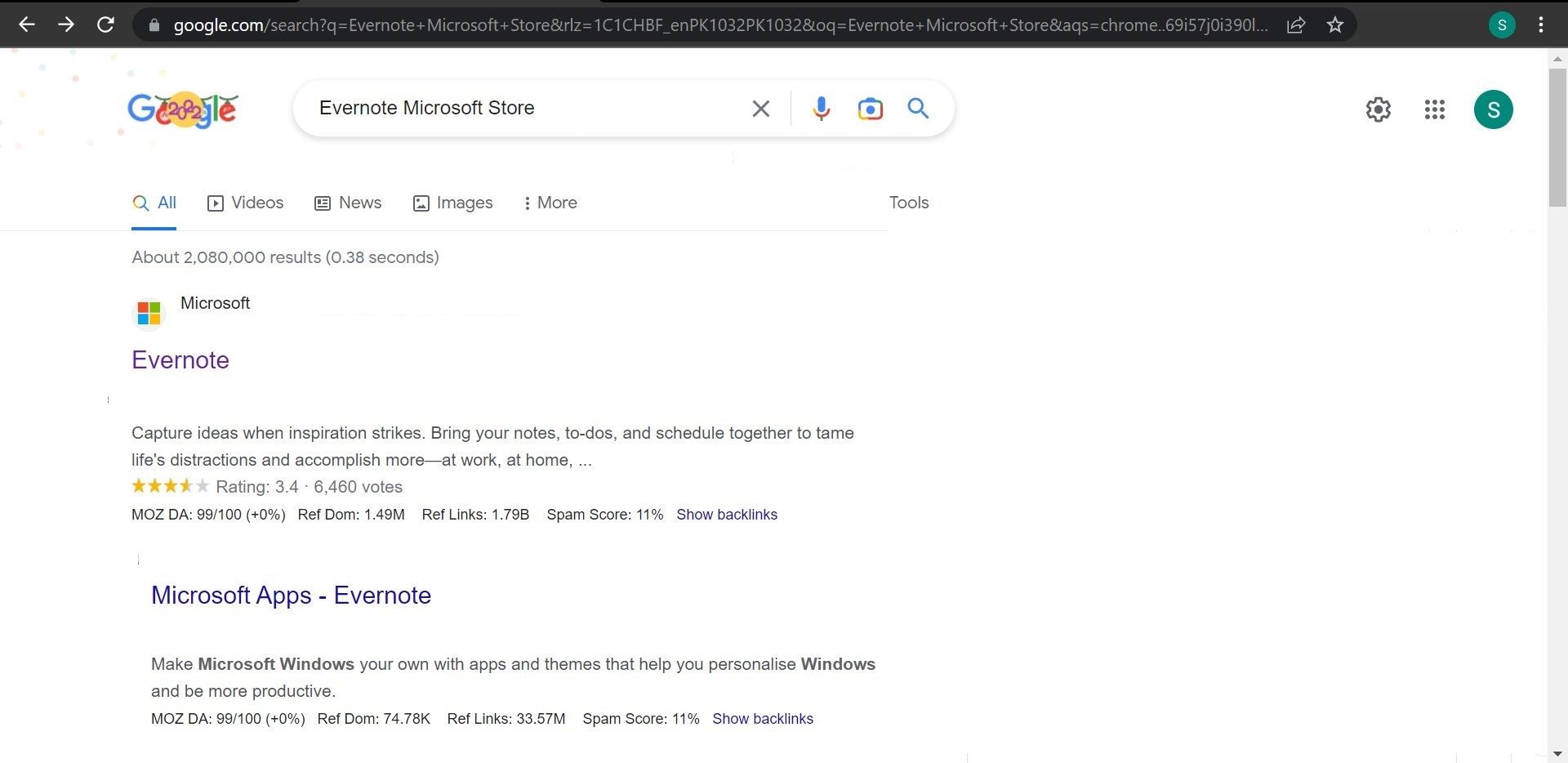 Поиск приложения в Microsoft Store в Chrome