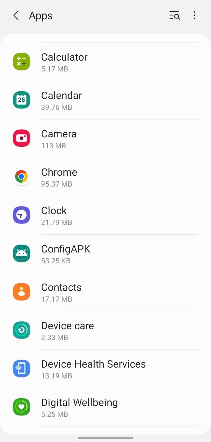 Selecting Camera From the List of Installed Apps