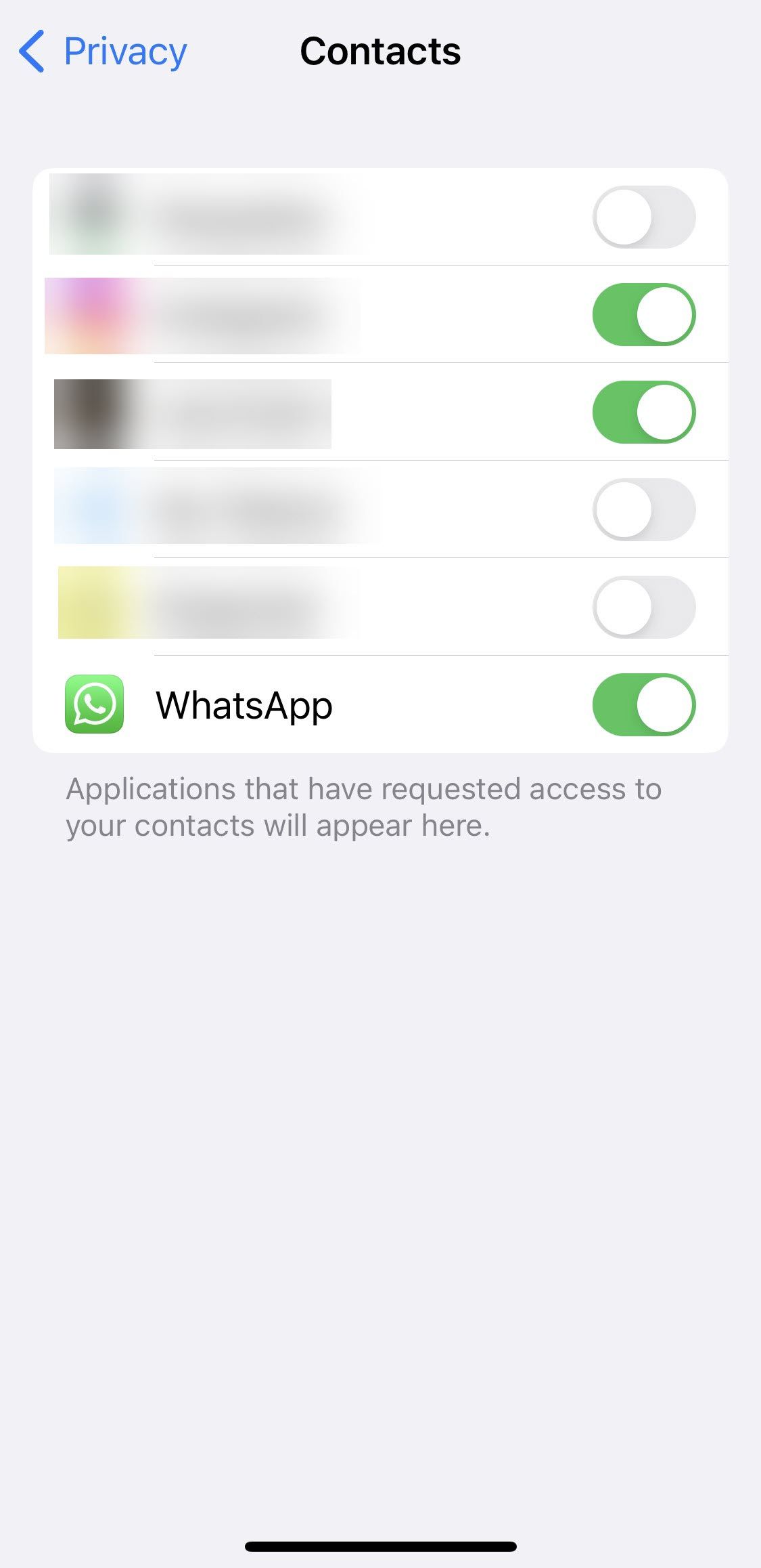 Autoriser l'accès des contacts à WhatsApp dans iOS