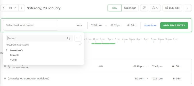 Adding time mannually in the timesheet section