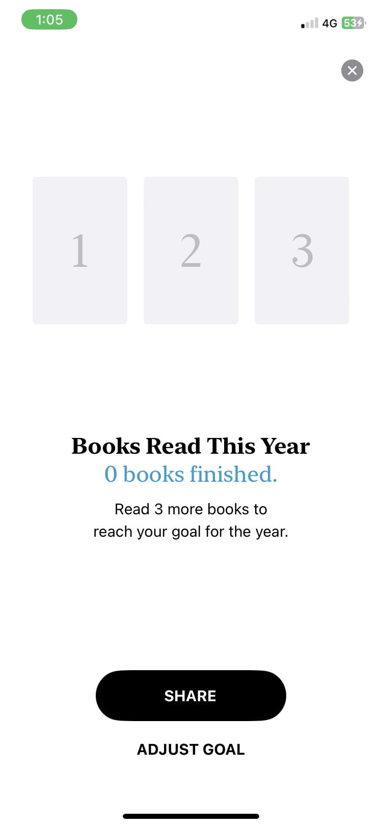 adjust yearly goal in Apple Books