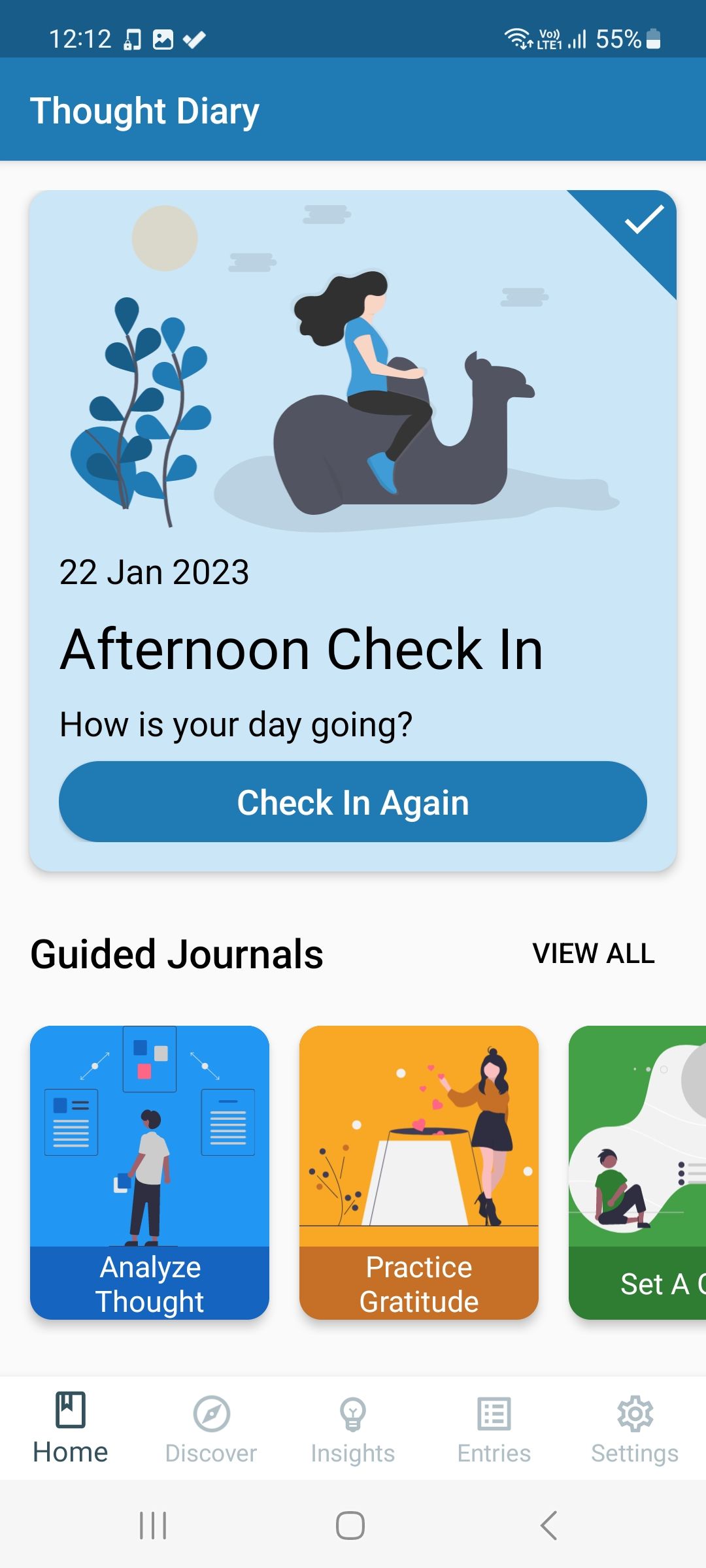 afternoon check in display on CBT thought diary