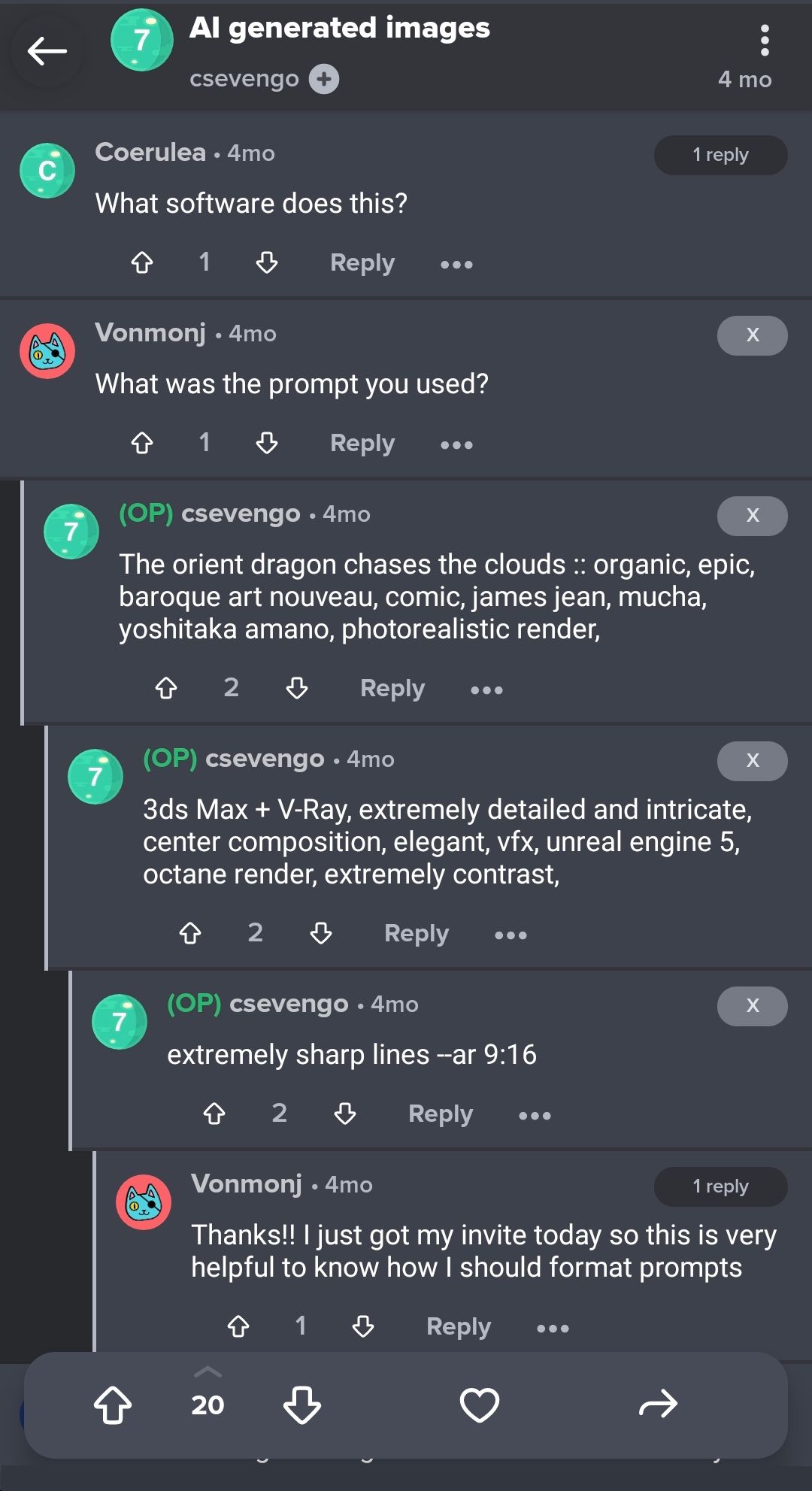 Screenshot from Imgur of the authors comments detailing the AI prompt used to create the image.