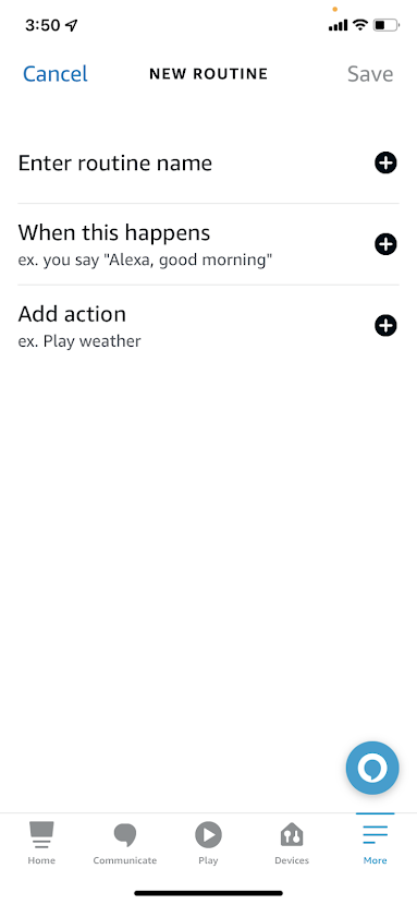 Nouvelles options de routine dans l'application Alexa