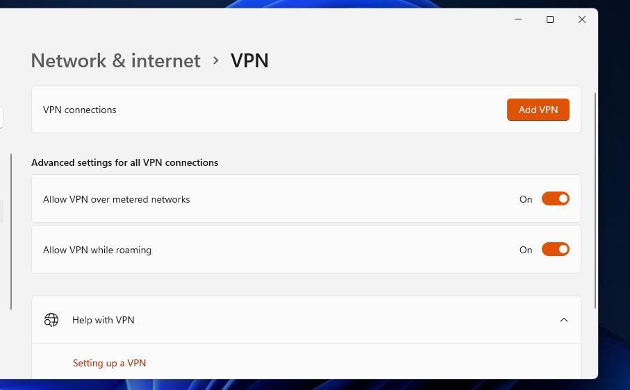 Allow VPN settings
