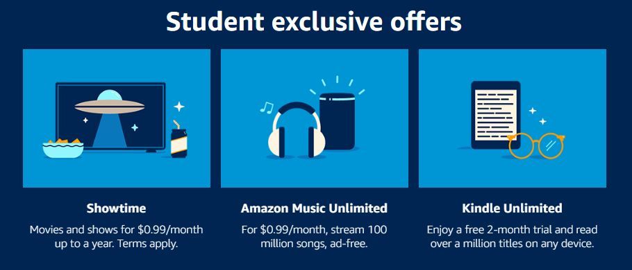 Ofertas exclusivas para estudantes Amazon Prime