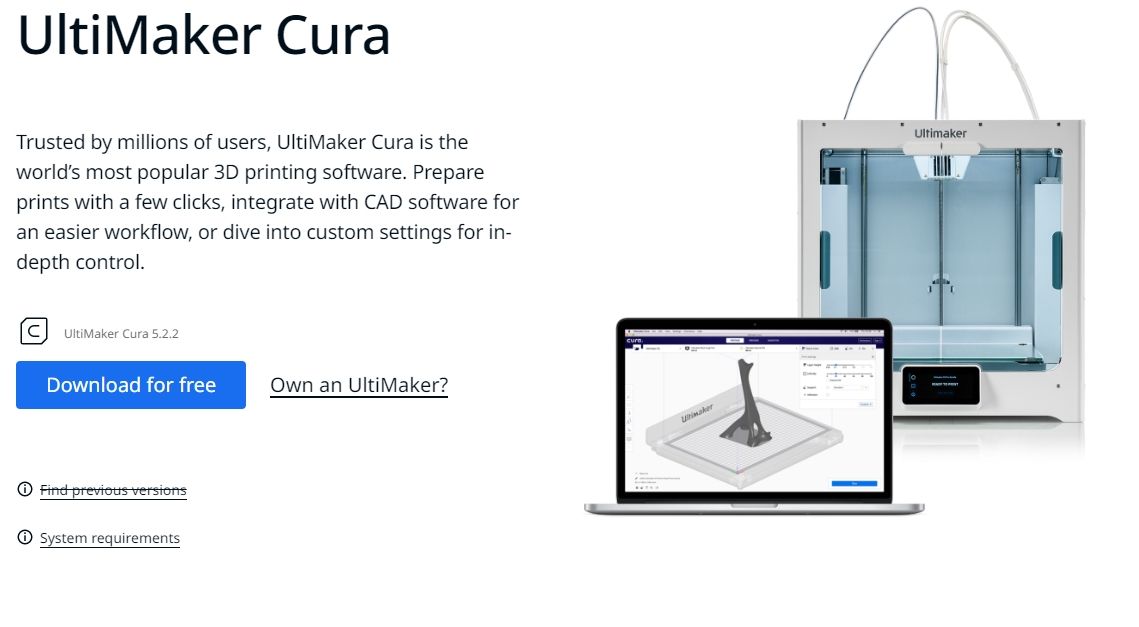 An option to download Cura on Ultimaker website