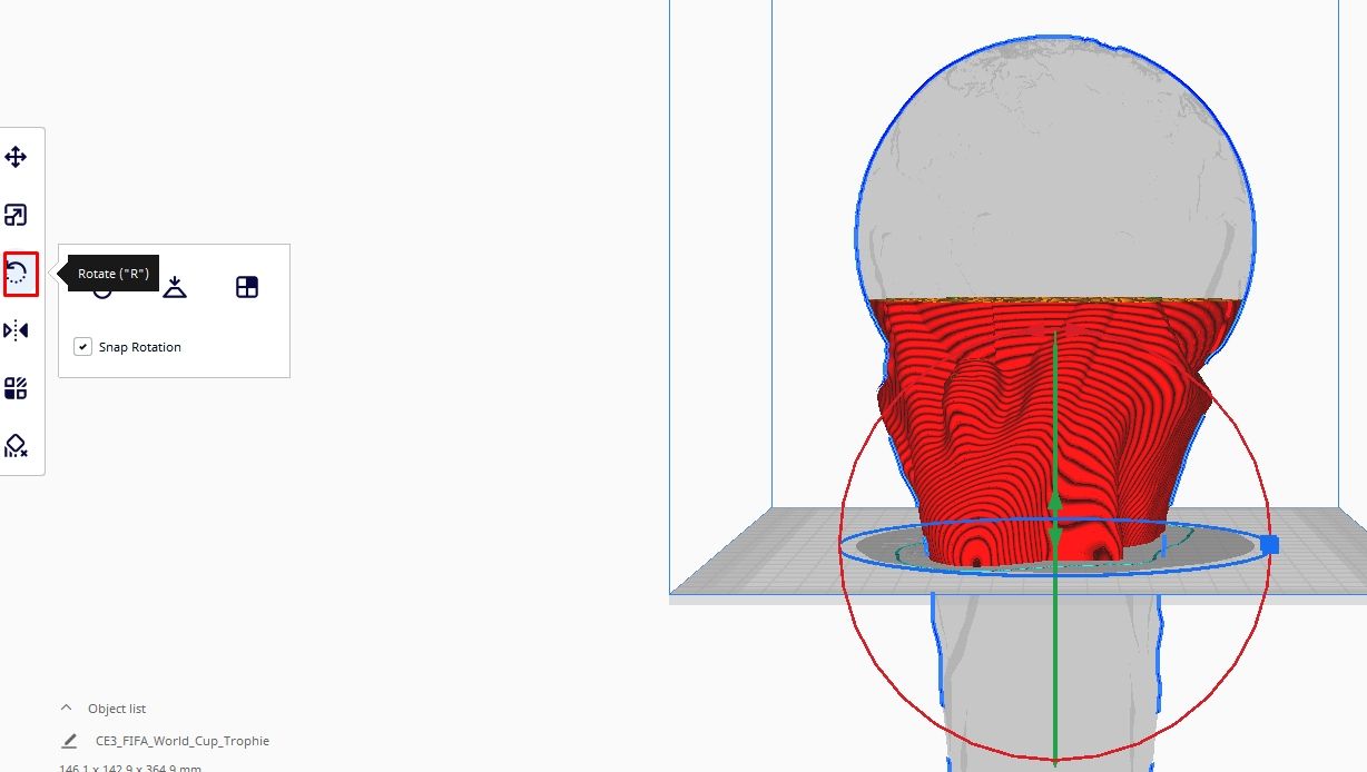 Rotating an object in Cura