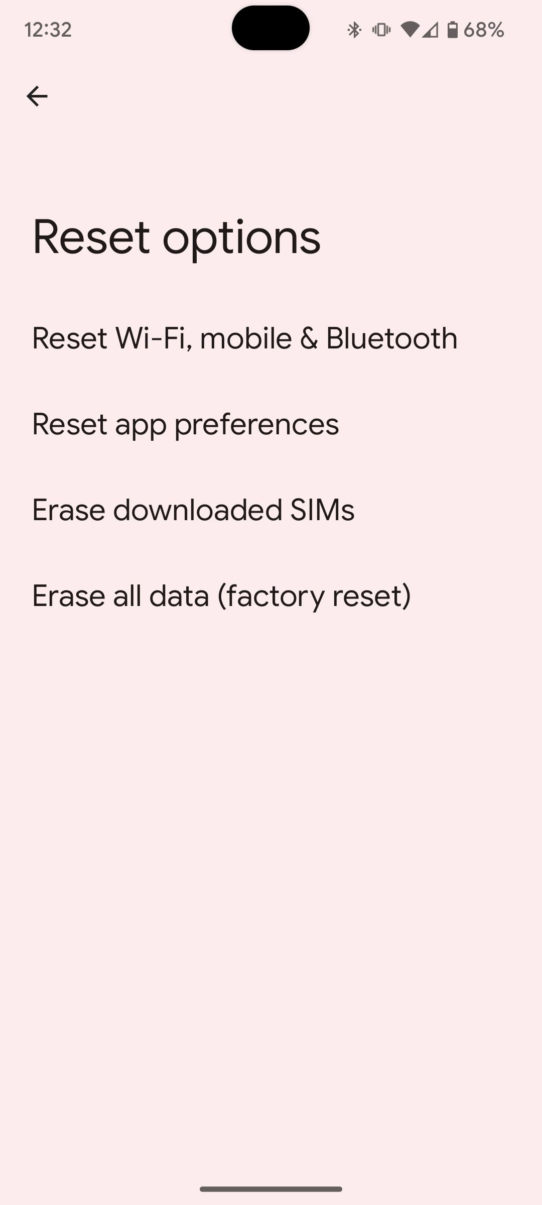 Android factory reset options 