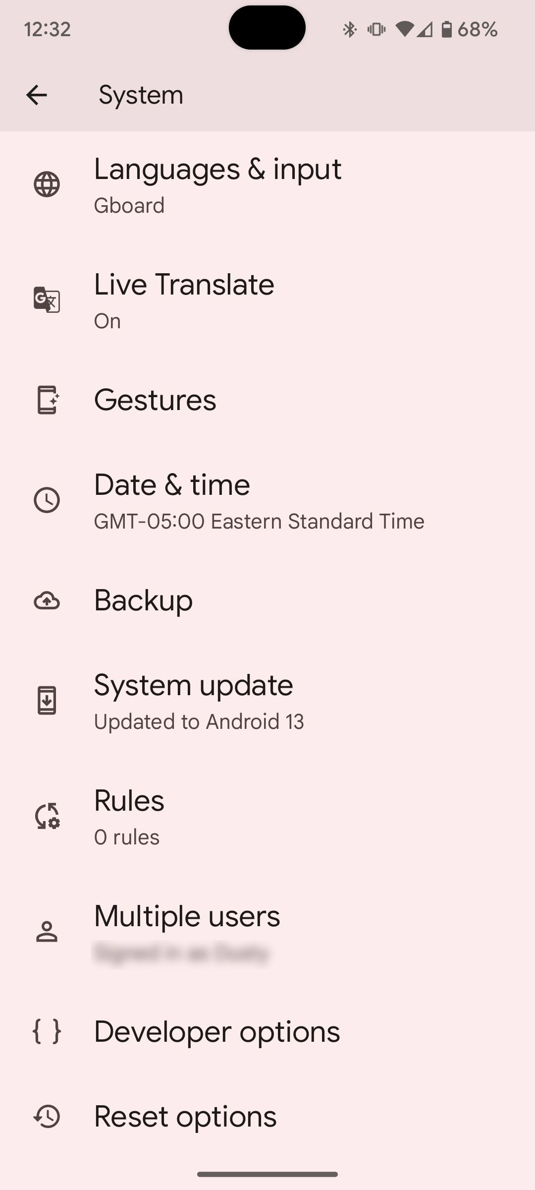 Factory reset options on Android