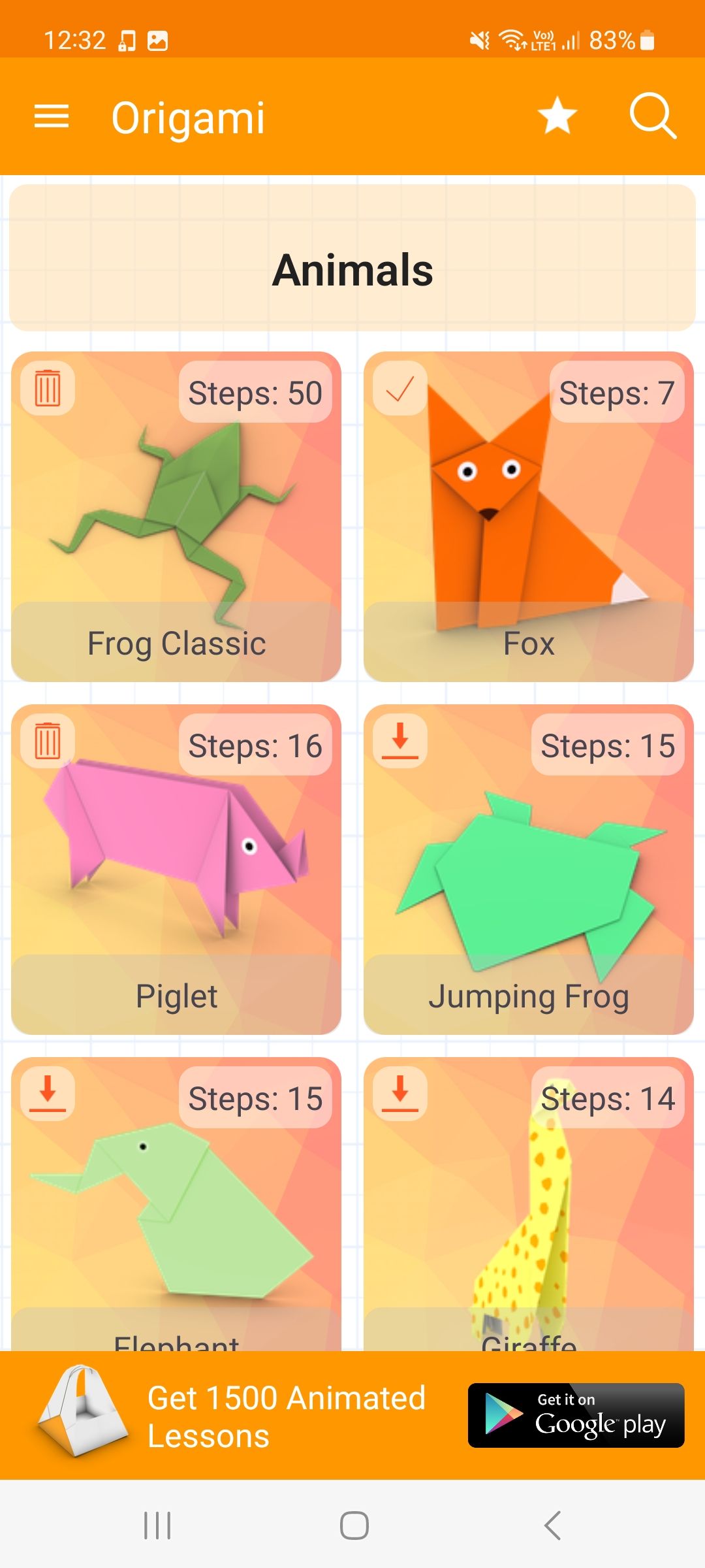 animals in How to Make Orgiami app