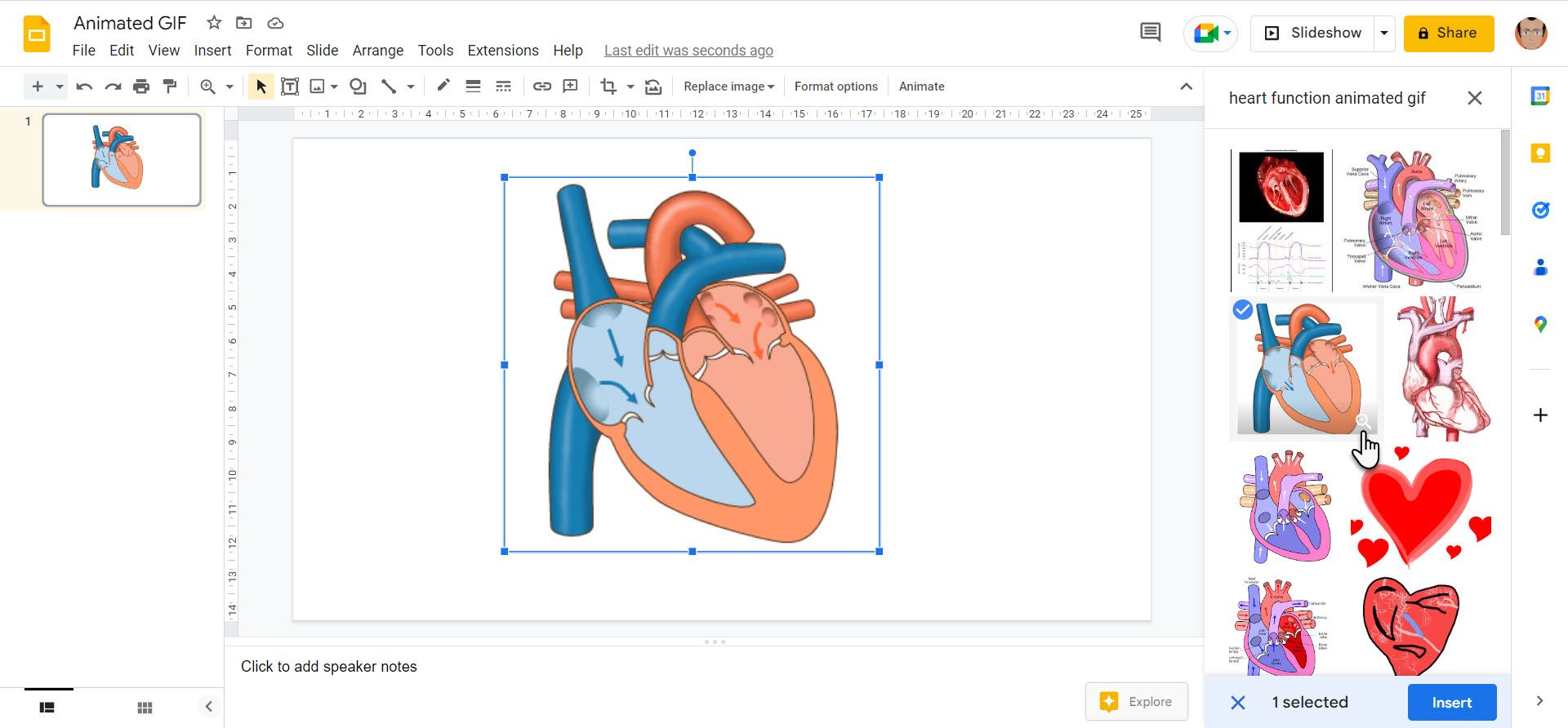 Use Google Search in Google Slides to insert an animated GIF