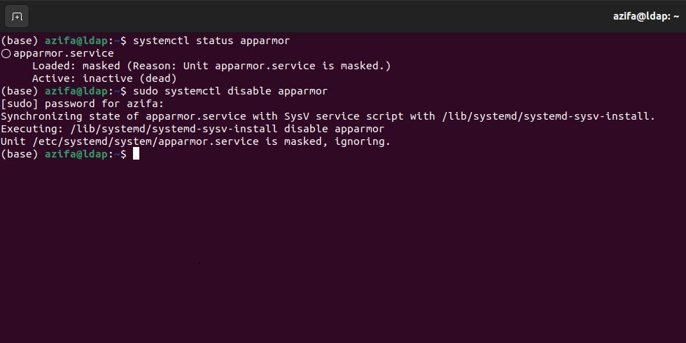 apparmor stopped and disabled on Ubuntu