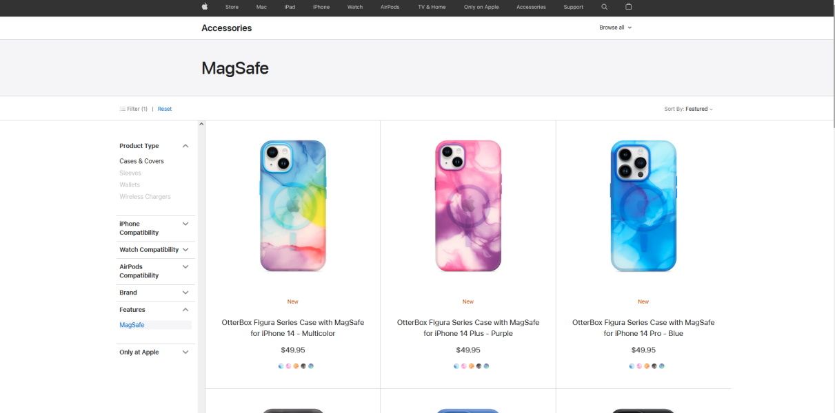 Boutique en ligne d'Apple avec les produits MagSafe 