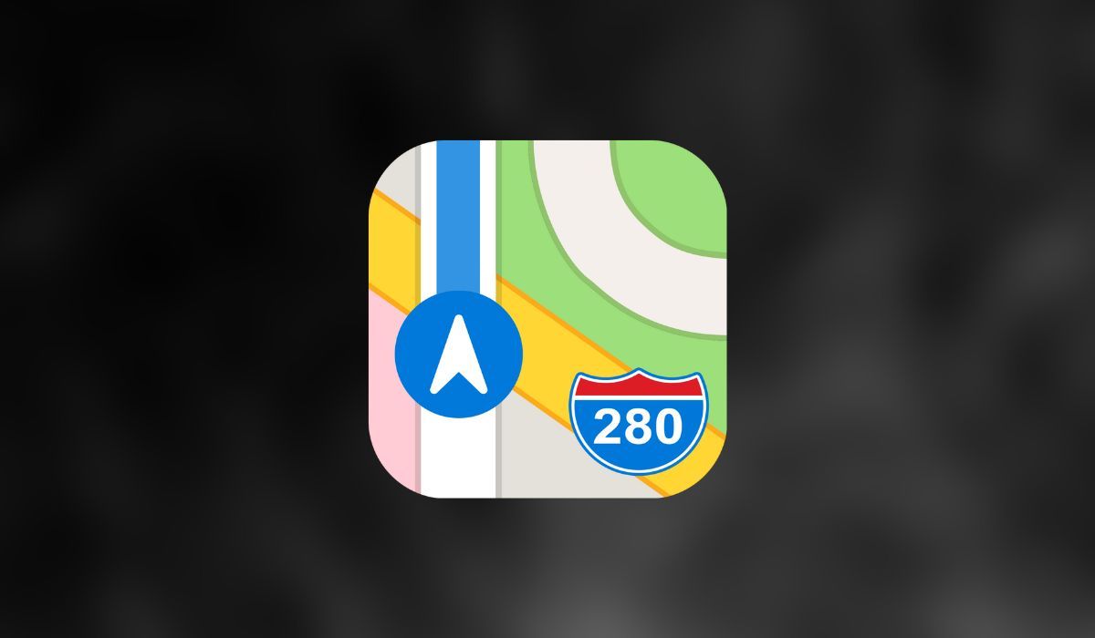 Apple Maps logo seen on black background