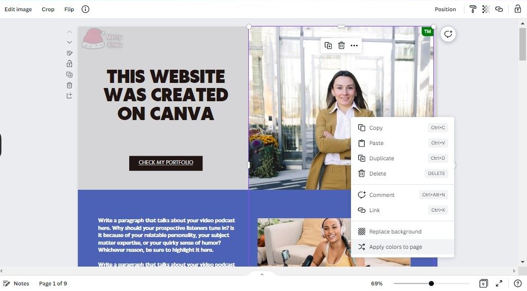 Apply image colors to page on Canva-1