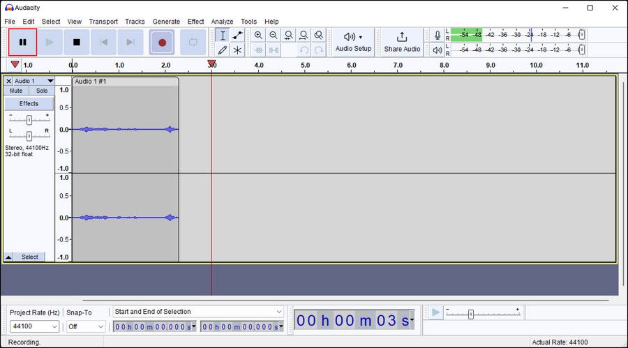 Pause button in Audacity
