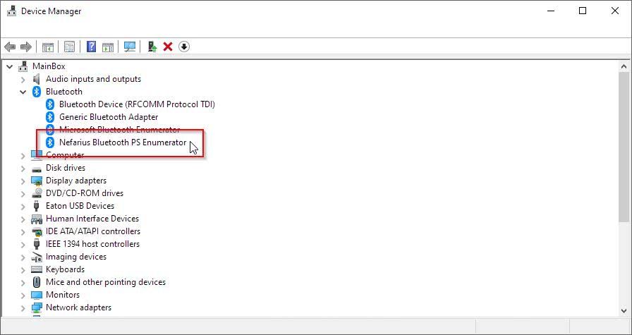 BthPS3 Installed Bluetooth Driver in Device Manager