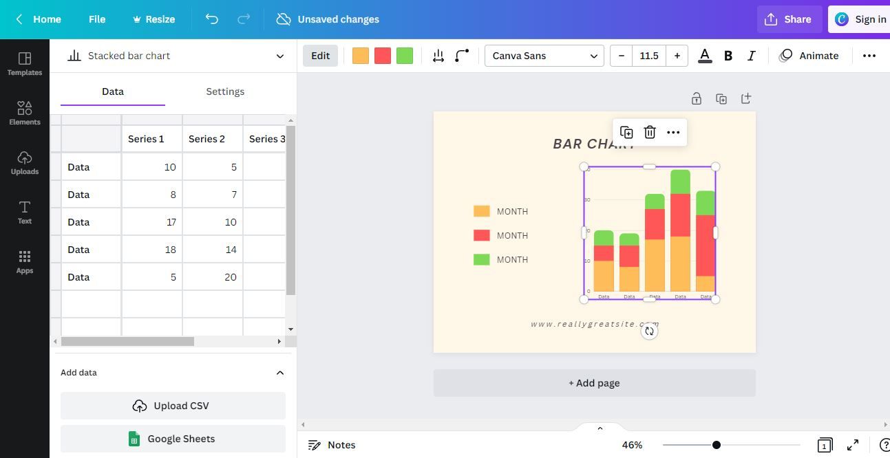 تصویری از Canva s Graph Creator در حال استفاده