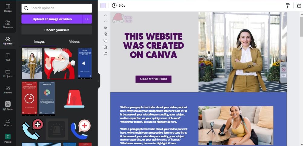 change image on a Canva website