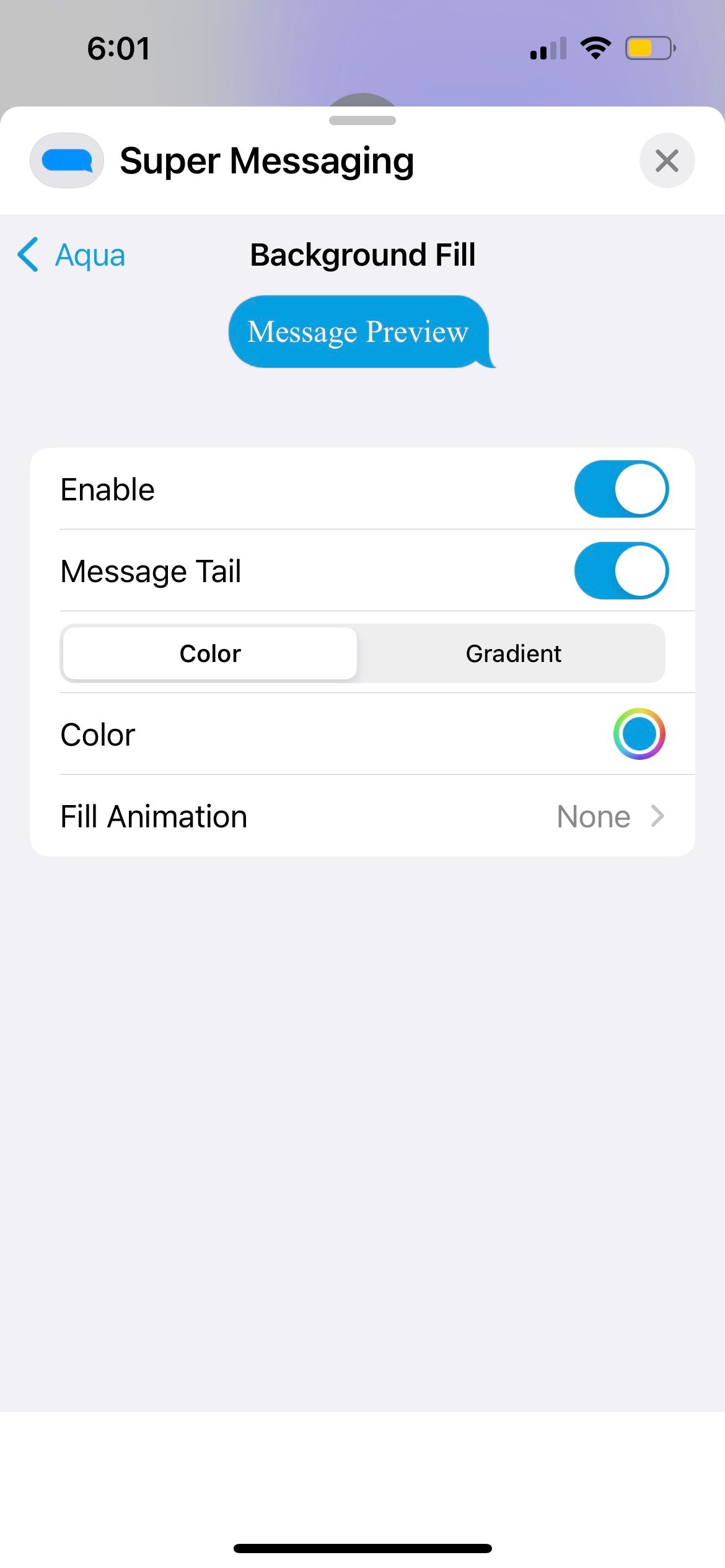 change text bubble background color on iphone with super messaging  