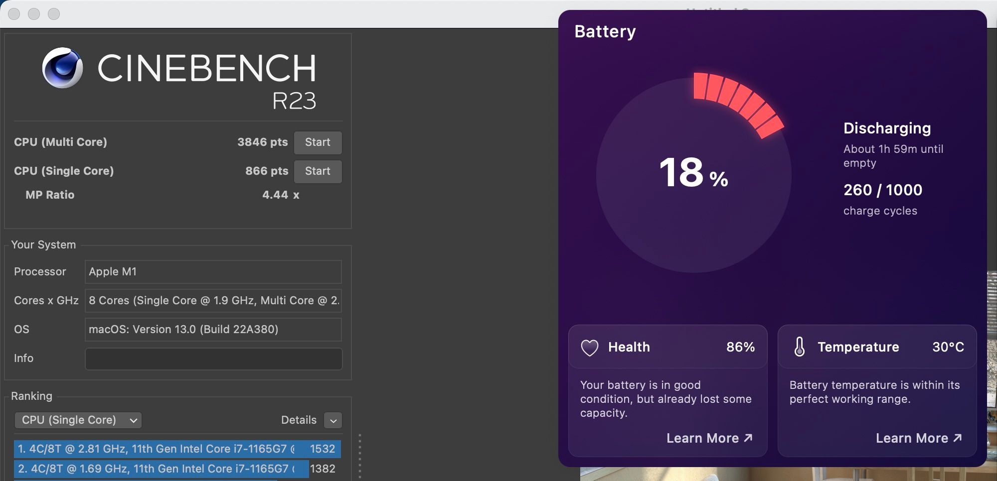 CleanMyMac X battery life widget