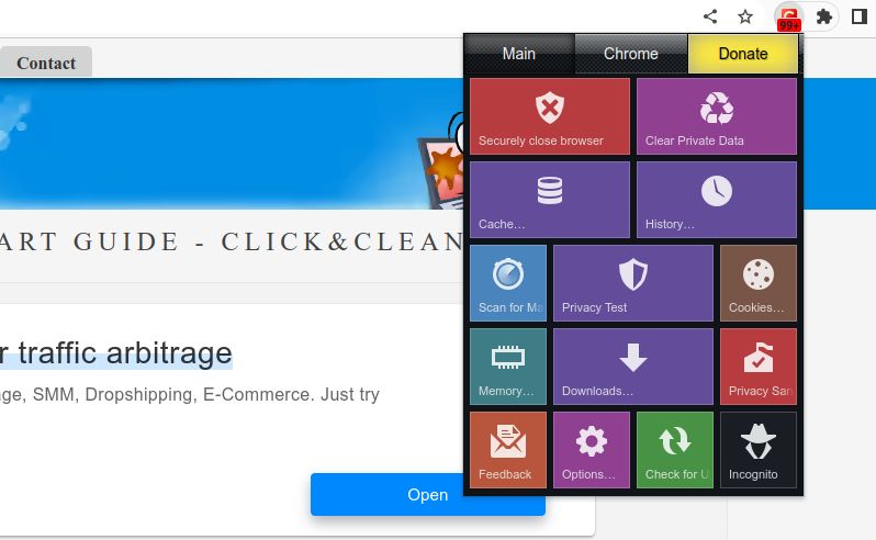 Chrome Click & Clean extension