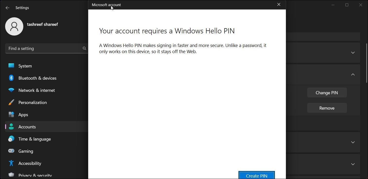 close your account requires windows hello pin