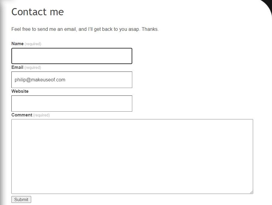 emailing a contact through a website form