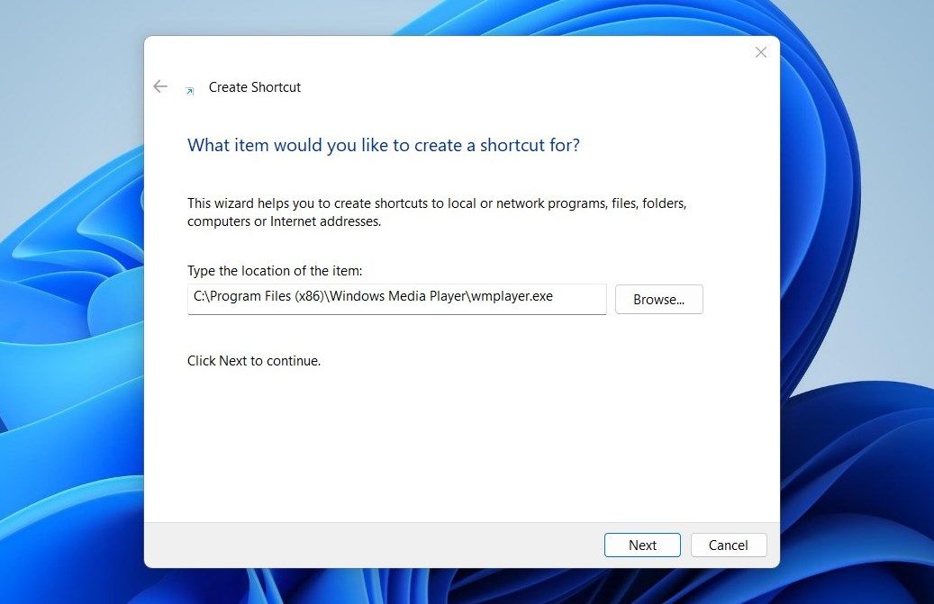 Tạo Desktop Shortcut của Windows Media Player