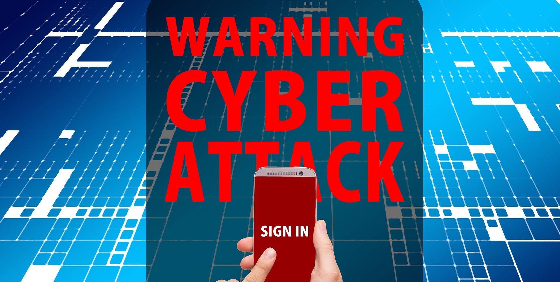 cyberattack notification graphic with person on smartphone