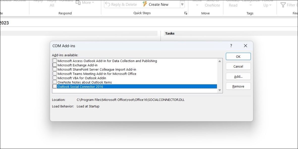 Désactiver les modules complémentaires d'Outlook