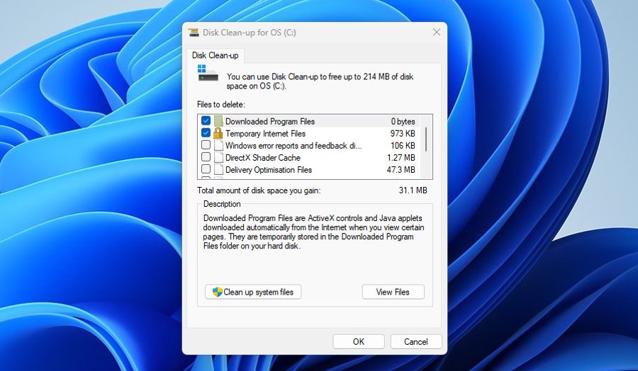 The Disk Cleanup tool in Windows 11