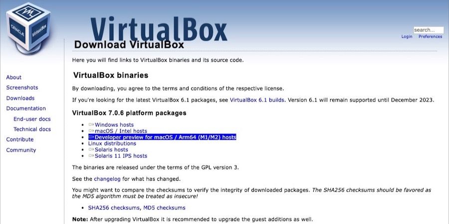 download VirtualBox for Mac