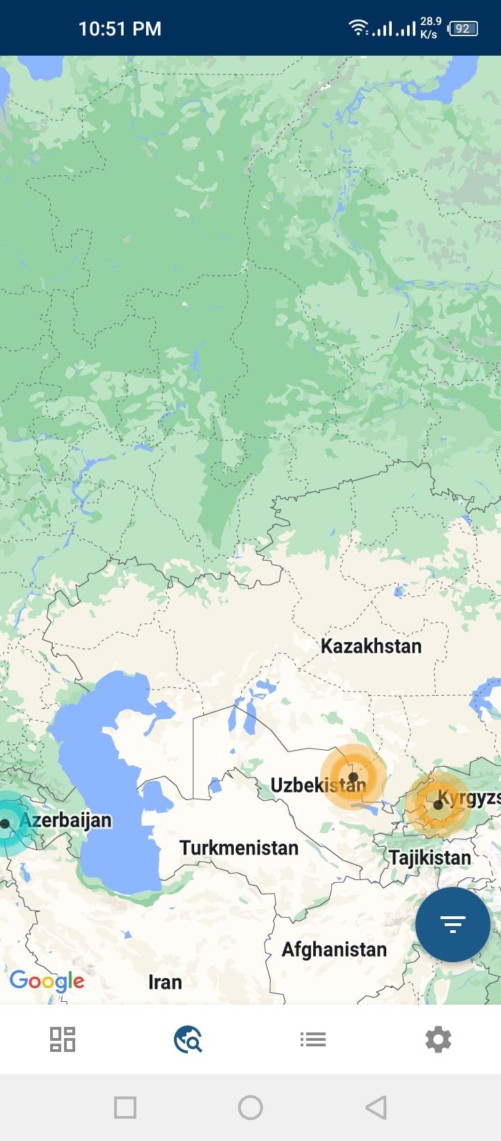 Earthquake Today - Map View