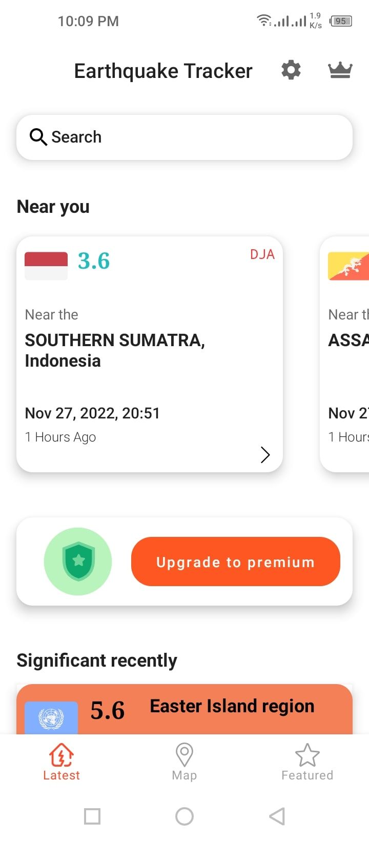 Earthquake Tracker App - Main