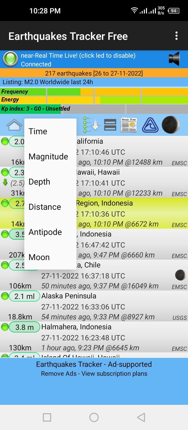 Earthquake Tracker  - Filters