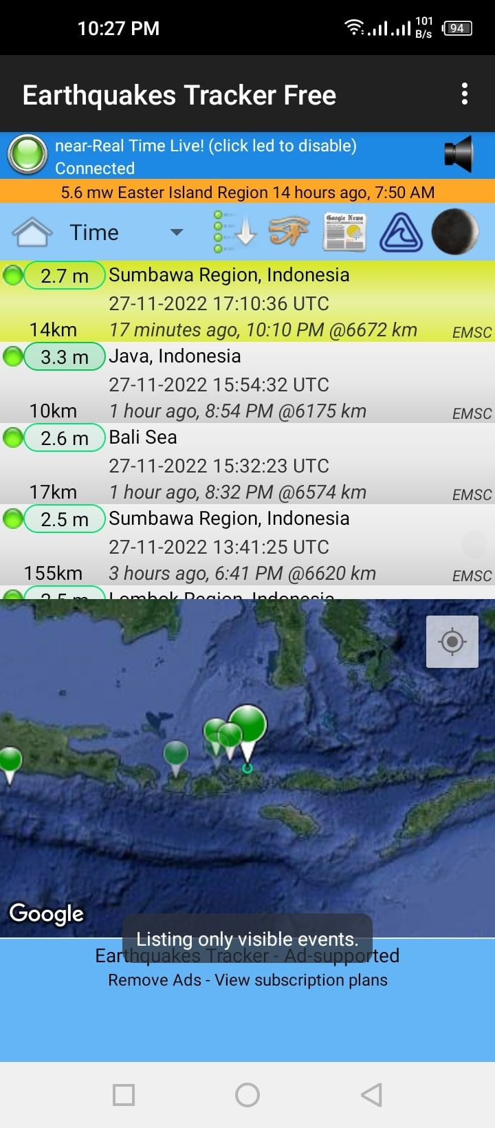 Earthquake Tracker  - Main
