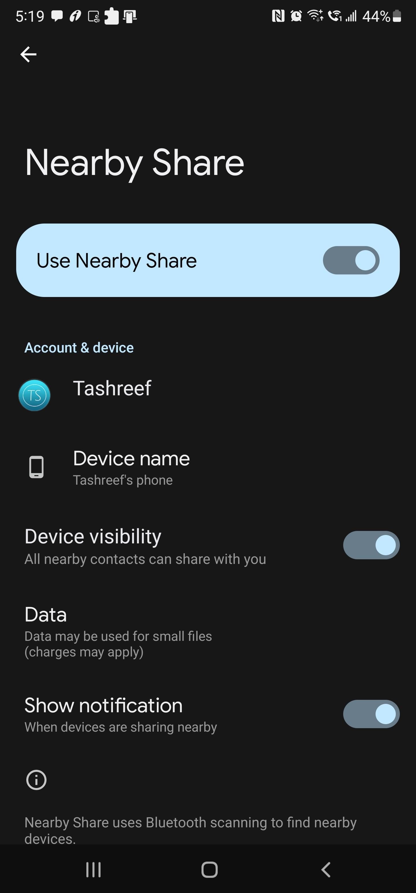 Enable NearBy Share Android