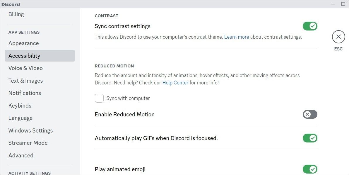 Enable Reduced Motion in Discord App