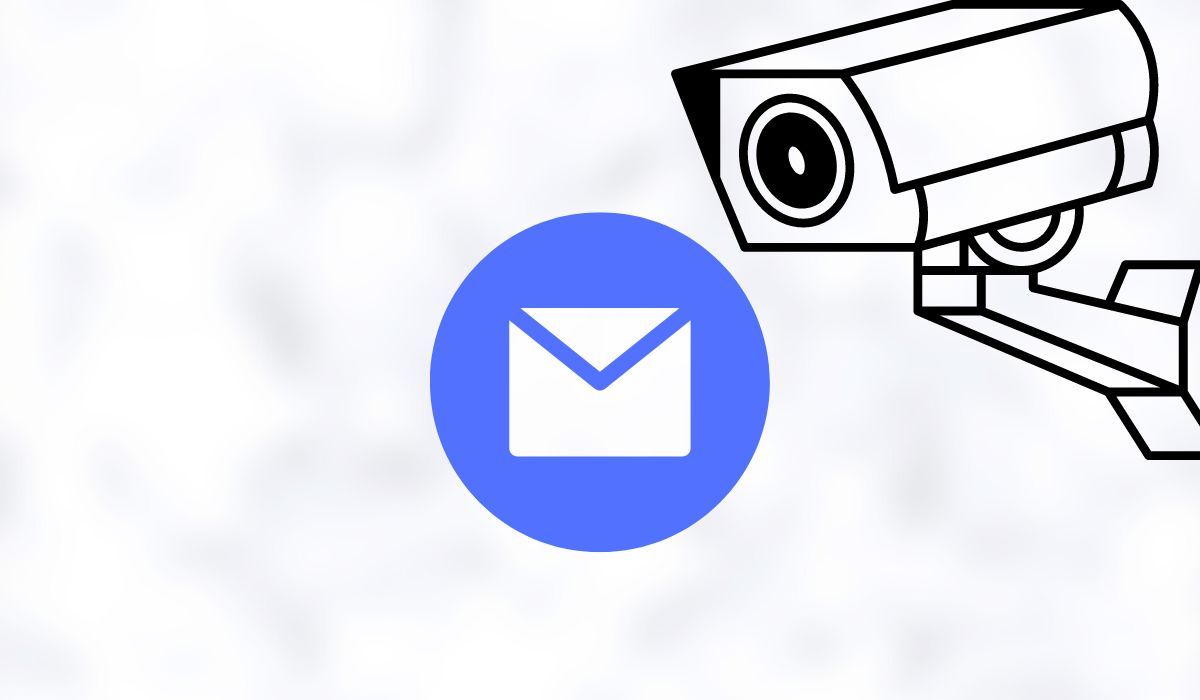 Email and surveillance camera symbols on white background 