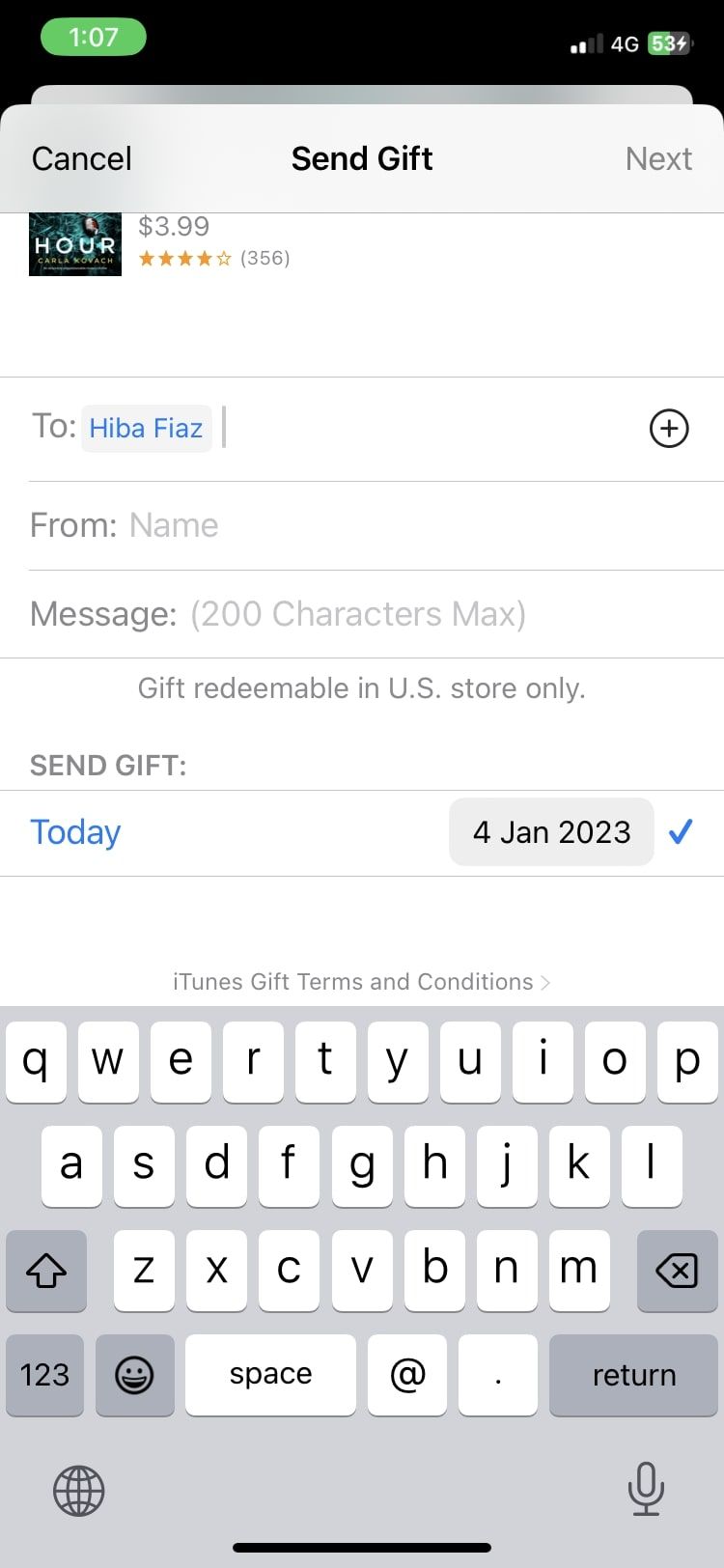 enter email in Apple Books