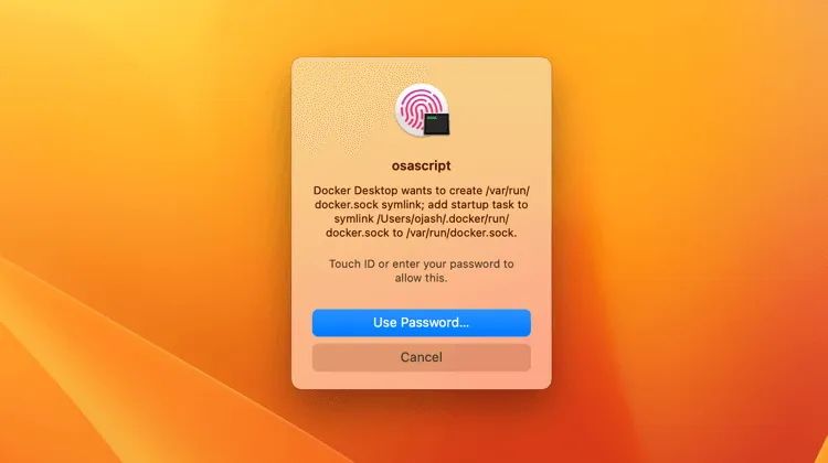 enter your password to run Docker