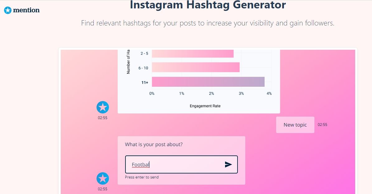 mention instagram hashtag generator screenshot