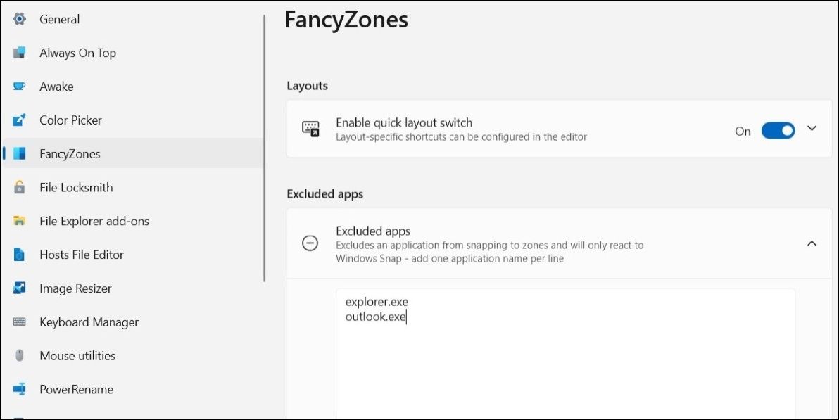 Exlude Apps in FancyZones