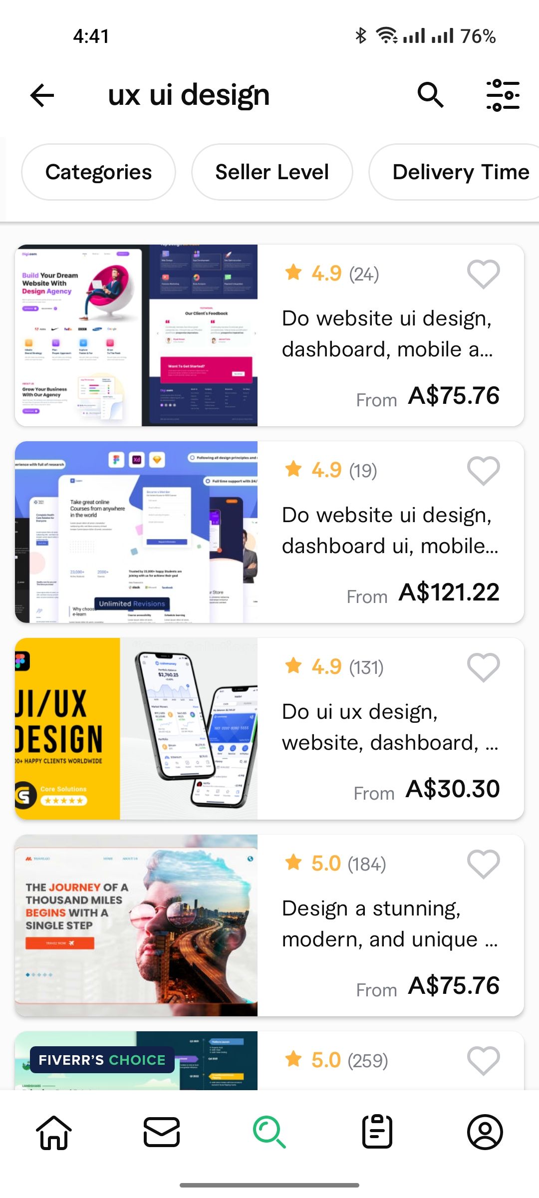 لیست کارهای طراحی UX توسط سایر فریلنسرها