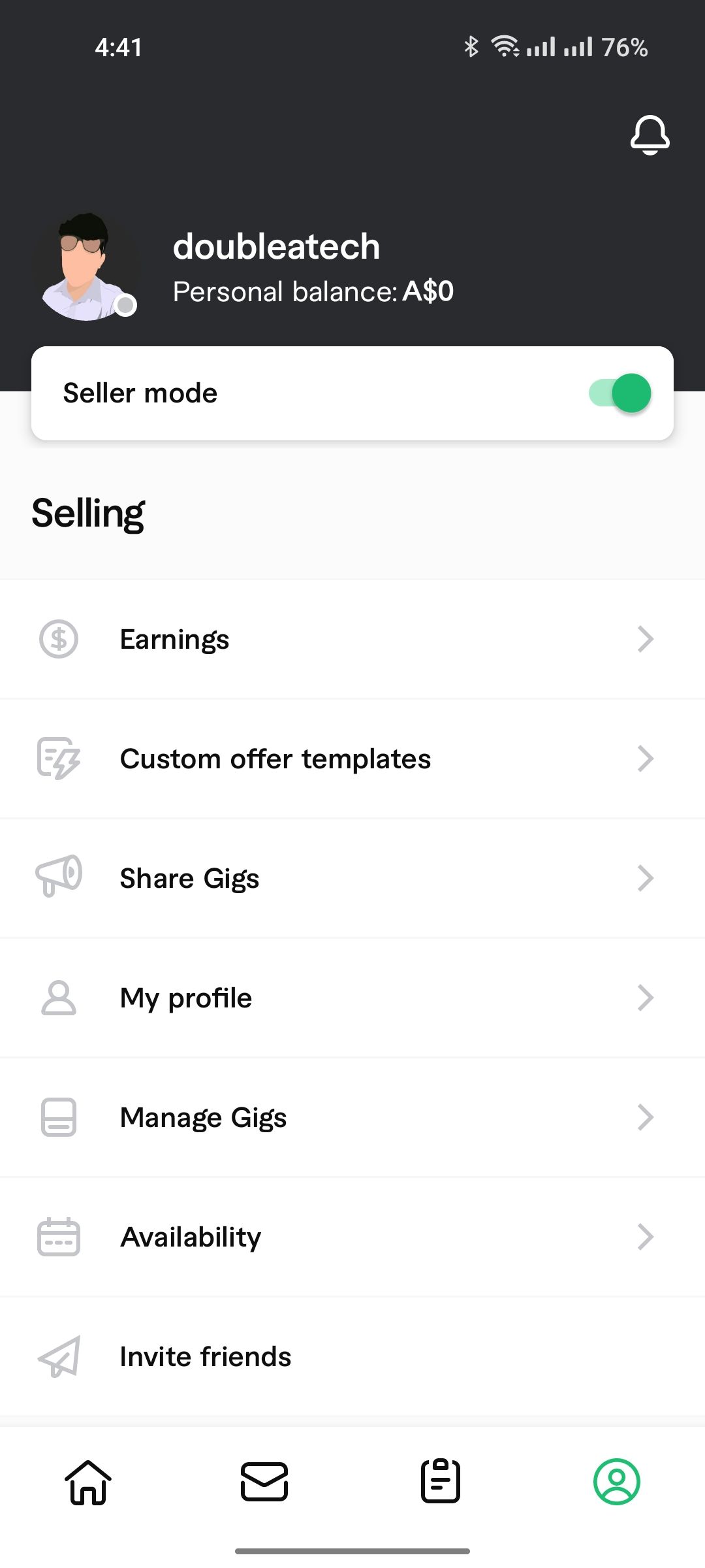 اطلاعات حساب Fiverr