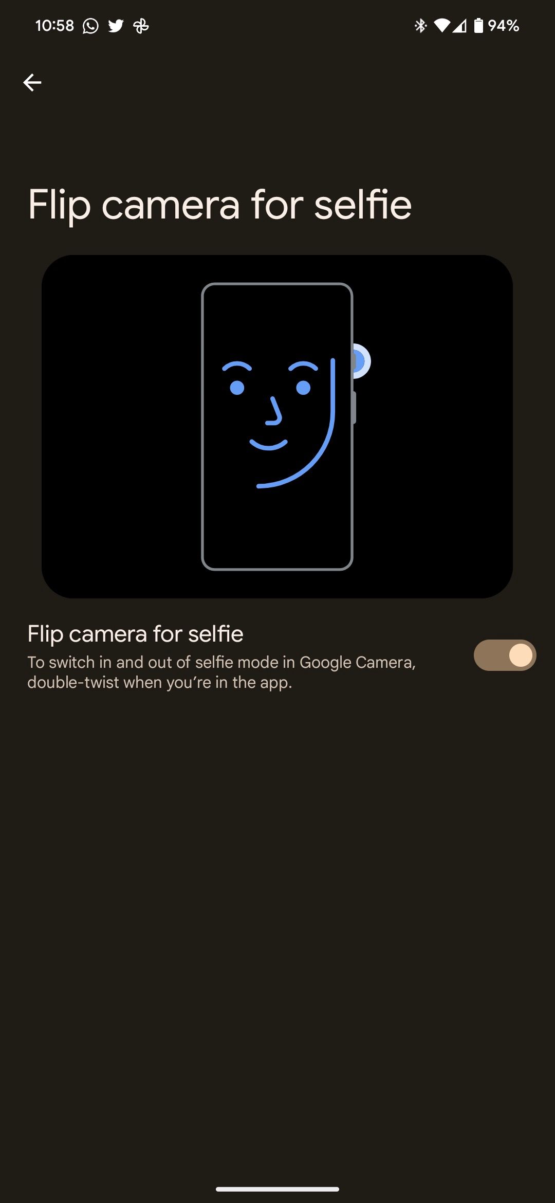 Flip Camera gesture on Pixel 7