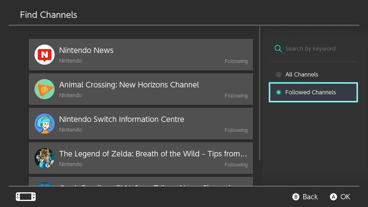 تصویری از برنامه News در نینتندو سوییچ با کانال های دنبال شده برجسته شده است